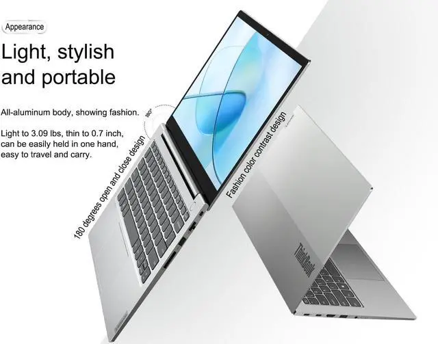 Alt view image 2 of 7 - Lenovo ThinkBook 14 Business Laptop (14" FHD Anti-Glare, Intel 10-Core i5-1235U, 16GB RAM, 512GB PCIe SSD), Fingerprint Reader, Ethernet(RJ-45), Webcam, Windows 11 Pro w / AI Copilot, Grey