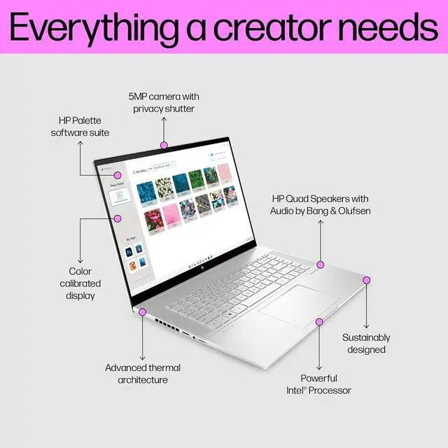 Alt view image 5 of 7 - HP Envy 16 Laptop For Creator, Designer (16" 2K Touchscreen 120Hz, NVIDIA GeForce RTX 4060 8GB, Intel 14-Core i7-13700H, 64GB DDR5 RAM, 2TB SSD), Backlit KB, 100% sRGB, IR Webcam, Win 11 Pro, Sliver