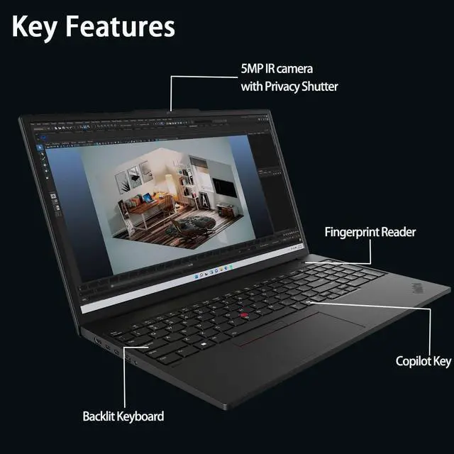 Alt view image 7 of 7 - Lenovo ThinkPad P16s Gen 3 Mobile Workstation Laptop (16" FHD+, Intel 16-Core Ultra 7 155H, 32GB DDR5, 1TB SSD, NVIDIA RTX 500 Ada), AI PC for Designer, Engineer, 3-Year WRT, 5MP IR Webcam, Win 11 Pro