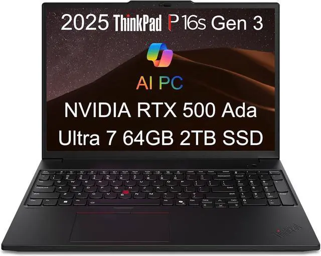 Main image of Lenovo ThinkPad P16s Gen 3 Mobile Workstation Laptop (16" FHD+, Intel 16-Core Ultra 7 155H, 64GB DDR5, 2TB SSD, NVIDIA RTX 500 Ada), AI PC for Designer, Engineer, 3-Year WRT, 5MP IR Webcam, Win 11 Pro