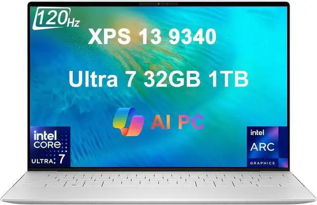 Main image of Dell XPS 13 9340 Business Laptop (13.4" FHD+ 120Hz, Intel Core Ultra 7 155H, 32GB DDR5 7467 MT/s, 1TB SSD), Ultra Thin & Lightweight, 18-Hr Long Battery, 1080p Webcam, Wi-Fi 7, Win 11 Pro, 2025 AI PC