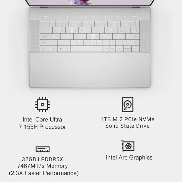 Alt view image 2 of 7 - Dell XPS 13 9340 Business Laptop (13.4" FHD+ 120Hz, Intel Core Ultra 7 155H, 32GB DDR5 7467 MT/s, 1TB SSD), Ultra Thin & Lightweight, 18-Hr Long Battery, 1080p Webcam, Wi-Fi 7, Win 11 Pro, 2025 AI PC