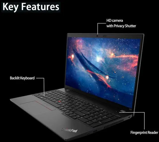 Alt view image 5 of 7 - Lenovo ThinkPad L15 Business Laptop (15.6" FHD, Intel 10-Core i5-1335U (> i7-1255U), 32GB RAM, 1TB SSD), Backlit, Fingerprint, Webcam, Numeric Keypad, Thunderbolt 4, Ethernet, Win 11 Pro w/Copilot