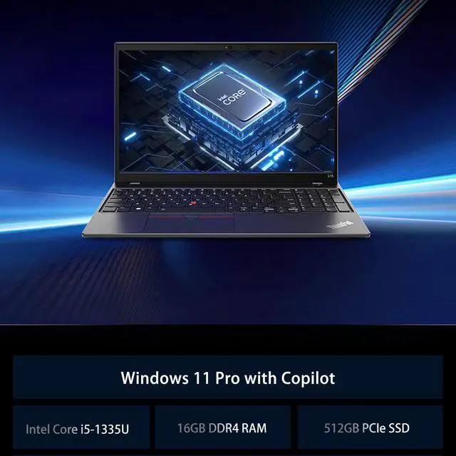 Alt view image 2 of 7 - Lenovo ThinkPad L15 Business Laptop (15.6" FHD, Intel 10-Core i5-1335U (> i7-1255U), 16GB RAM, 512GB SSD), Backlit, Fingerprint, Webcam, Numeric Keypad, Thunderbolt 4, Ethernet, Win 11 Pro w/Copilot