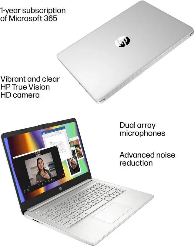 Alt view image 4 of 7 - HP 14" Ultra-Light Laptop for Student & Home (Narrow-Bezel Display, Intel Pentium N5030, 16GB RAM, 1TB SSD, 1-Year Office 365) 11-Hr Long Battery Life, Webcam, Wi-Fi, IST Card, Win 11 Home, Silver