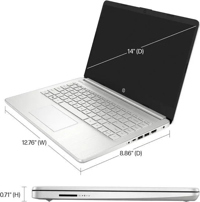 Alt view image 5 of 7 - HP 14" Ultra-Light Laptop for Student & Home (Narrow-Bezel Display, Intel Pentium N5030, 16GB RAM, 1TB SSD, 1-Year Office 365) 11-Hr Long Battery Life, Webcam, Wi-Fi, IST Card, Win 11 Home, Silver