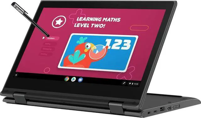 Main image of Lenovo 300e 11.6" 2-in-1 Touchscreen Chromebook (Intel N4020, 4GB RAM, 32GB Storage, Stylus, Webcam), Ruggedized & Water Resistant, Flip Convertible Home & Education Laptop, IST Pen, Chrome OS
