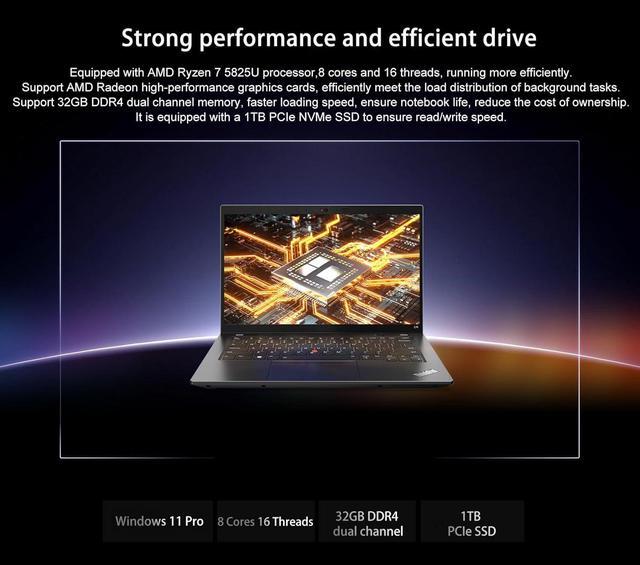 Alt view image 2 of 7 - Lenovo ThinkPad L14 Gen 3 Business Laptop (14" FHD Touchscreen, AMD Ryzen 7 5825U, 32GB RAM, 1TB SSD, 8-Core (Beats i7-1165G7)), Backlit, 1080p RGB Webcam, Ethernet, Wi-Fi 6, Win 11 Pro w/ AI Copilot