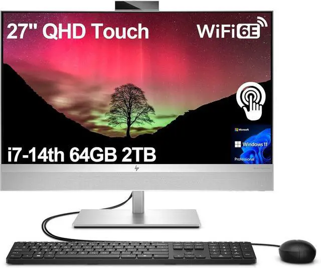 Main image of HP EliteOne 870 G9 All-in-One AIO Business Desktop Computer (27" 2K Touchscreen, Intel 20-Core i7-14700, 64GB DDR5, 2TB SSD) Wi-Fi 6E, BO Audio, 5MP Webcam, KB&Mouse, Wolf Security, Win 11 Pro,2025