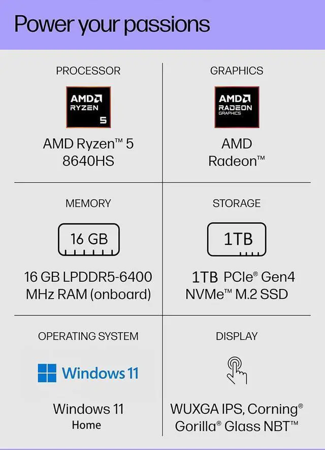 Alt view image 2 of 7 - HP Envy x360 2-in-1 Laptop (14" FHD+ Touchscreen, AMD Ryzen 5 8640HS (>i7-1255u), 16GB RAM, 1TB SSD), Creator, Photographer, Designer, 2025 AI PC, Backlit KB, Webcam w/ Shutter, Copilot, Win 11 Home