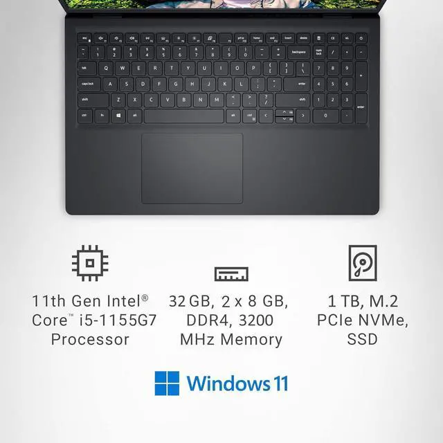Alt view image 2 of 7 - Dell Inspiron 15 Touchscreen Laptop (15.6" FHD, Intel i5-1155G7, 32GB RAM, 1TB SSD, 4-Core (> i7)), for Business, College Student, Enterprises, Numeric Keypad, 3520 3000, Webcam, Win 11 Home in S Mode