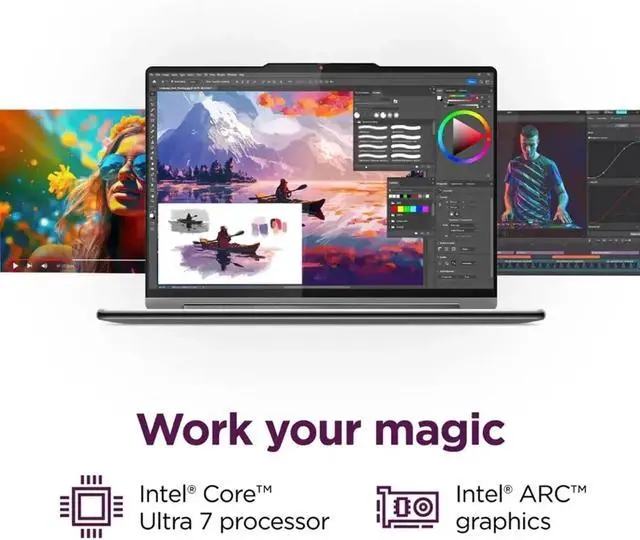 Alt view image 4 of 7 - Lenovo Yoga 9i 2-in-1 Business Laptop (14" QHD 120Hz Touchscreen, Intel 16-core Ultra 7 155H, 16GB RAM, 1TB SSD, Arc Graphics, Stylus) Backlit, FP Reader, IR Webcam, B&W Audio, Win 11 Home, 2025