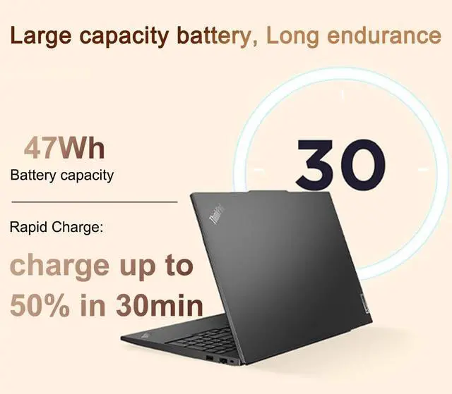 Alt view image 5 of 7 - Lenovo ThinkPad E16 Gen 2 Business AI PC Laptop (16" FHD+ Touchscreen, Intel 12-Core Ultra 5 125U, 32GB DDR5 RAM, 1TB SSD) Backlit KB, Fingerprint Reader, Webcam, Wi-Fi 6E, Ethernet, Win 11 Pro, 2025