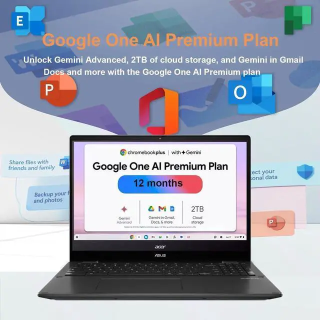 Alt view image 2 of 7 - ASUS Chromebook Plus Flip CX5, 16" FHD+ 2 in 1 Touchscreen Laptop, Intel 6-Core i3-1215U (> i5-1135G7), 8GB RAM, 256GB SSD, Google AI for Student, Home, Business, Number Pad, Privacy Webcam, Chrome OS