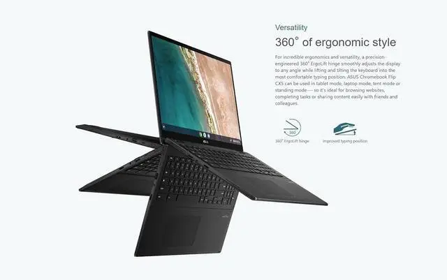 Alt view image 5 of 7 - ASUS Chromebook Plus Flip CX5, 16" FHD+ 2 in 1 Touchscreen Laptop, Intel 6-Core i3-1215U (> i5-1135G7), 8GB RAM, 256GB SSD, Google AI for Student, Home, Business, Number Pad, Privacy Webcam, Chrome OS