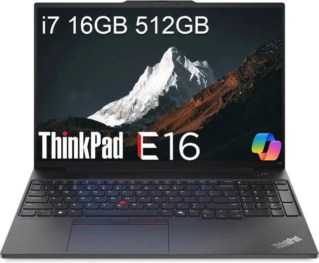 Main image of Lenovo ThinkPad E16 Business Laptop (16" FHD+ Anti-glare, Intel 13th Gen 10-Core i7-1355U, 16GB RAM, 512GB SSD), Backlit, Fingerprint Reader, FHD Webcam, Ethernet, Wi-Fi 6, Win 11 Pro, Black