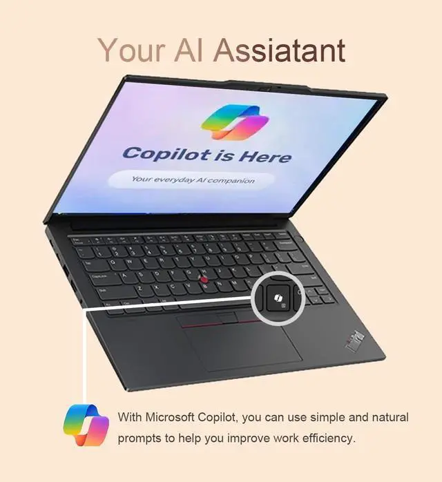 Alt view image 3 of 7 - Lenovo ThinkPad E14 Gen 6 Business Laptop (14" FHD+ Anti-Glare, AMD Ryzen 5 7535U, 64GB DDR5 RAM, 2TB SSD, 6-Core (Beats Intel i5-1335U)), Backlit KB, Fingerprint, 1080p Webcam, Wi-Fi 6, Win 11 Pro