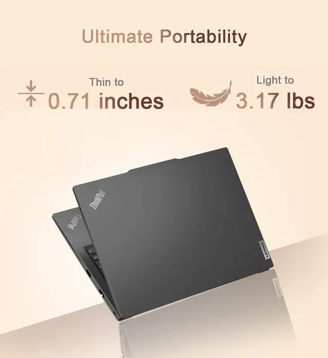 Alt view image 7 of 7 - Lenovo ThinkPad E14 Gen 6 Business Laptop (14" FHD+ Anti-Glare, AMD Ryzen 5 7535U, 64GB DDR5 RAM, 2TB SSD, 6-Core (Beats Intel i5-1335U)), Backlit KB, Fingerprint, 1080p Webcam, Wi-Fi 6, Win 11 Pro