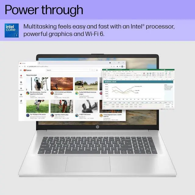 Alt view image 3 of 7 - HP 17 Laptop (17.3" HD+ Touchscreen, Intel 10-Core 7 150U (> i7-1355U), 16GB RAM, 512GB SSD) for Business, Home, Students, Narrow Bezel, Webcam, Wi-Fi 6, Fast Charge, Win 11 Pro w/ Copilot, Silver