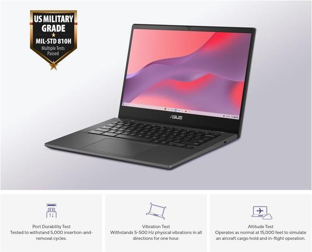 Alt view image 4 of 7 - ASUS Chromebook CM14 Laptop (14" FHD LED Anti-glare, MediaTek Kompanio 520, 4GB RAM, 64GB eMMC), Ruggedized, Home & Student, Light Weight, 15-Hr Long Battery Life, Webcam, Wi-Fi 6, Type-C, Chrome OS