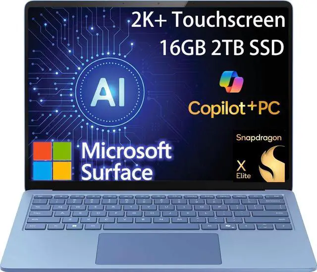 Main image of Microsoft Surface Laptop 7 AI Copilot+ PC for Business (13.8" 2K+ Touchscreen, Snapdragon X Elite, 16GB DDR5, 2TB SSD) 20-Hr Long Battery Life, Backlit, Wi-Fi 7, Webcam, Win 11 Pro, Sapphire, 2025