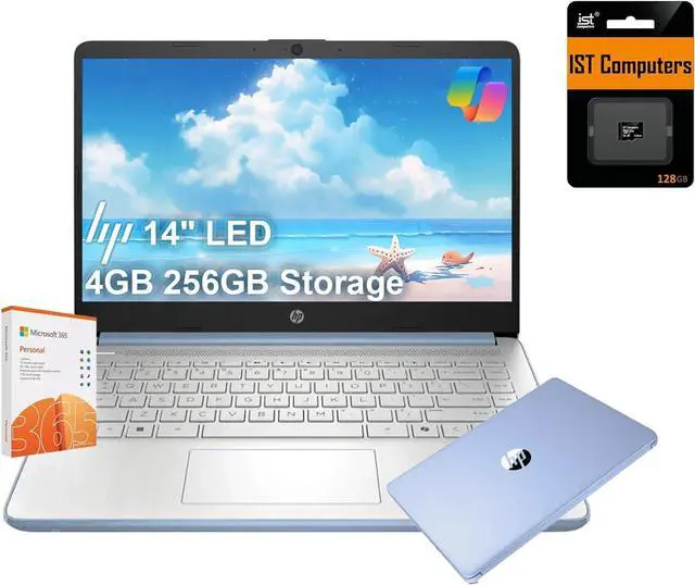 Main image of HP 14 Ultra-Light Laptop for Student & Home (14" LED Display, 1-Year Office 365, Intel 4-Core N150 (>N4120), 4GB RAM, 256GB Storage), Long Battery Life, Fast Charge, Webcam, Win 11 S, 2025, Blue
