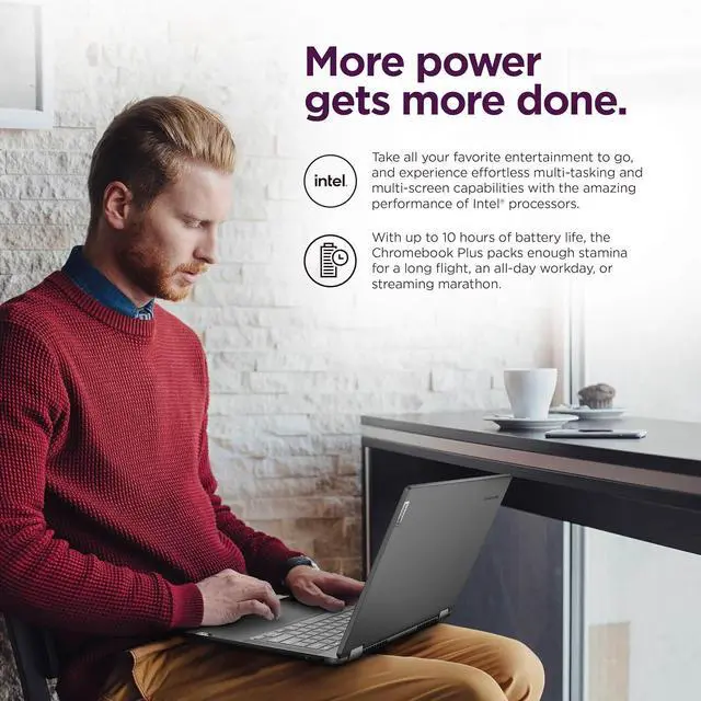 Alt view image 4 of 7 - Lenovo Flex 5i Chromebook plus 14" FHD+ 2-in-1 Touchscreen Laptop (Intel 6-Core i3-1315U, 8GB RAM, 512GB SSD) Business, Home, Students, 1080p Webcam, Backlit KB, Wi-Fi 6E, Chrome OS w/ Google AI, 2025