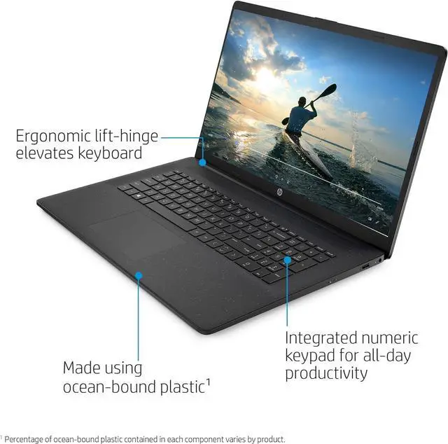 Alt view image 2 of 7 - HP 17 Laptop (17.3" FHD Anti-Glare, Intel 10-Core 7 150U (> i7-1355U), 16GB RAM, 1TB SSD) for Business, Home, Students, Narrow Bezel, Webcam, Wi-Fi 6, Fast Charge, Win 11 Pro w/ Copilot, Black