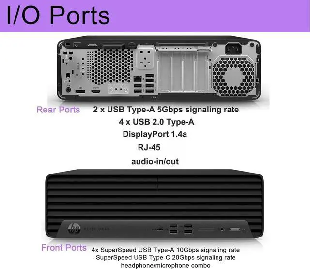 Alt view image 7 of 7 - HP Elite SFF 805 G9 Business Desktop PC (32GB DDR5 RAM, 1TB SSD, AMD Ryzen 5 8500G (> Intel i7-1255U)), Small Form Factor for IT, Engineer, Designer, Wi-Fi, Ethernet, HDMI, Display Port, Win 11 Pro