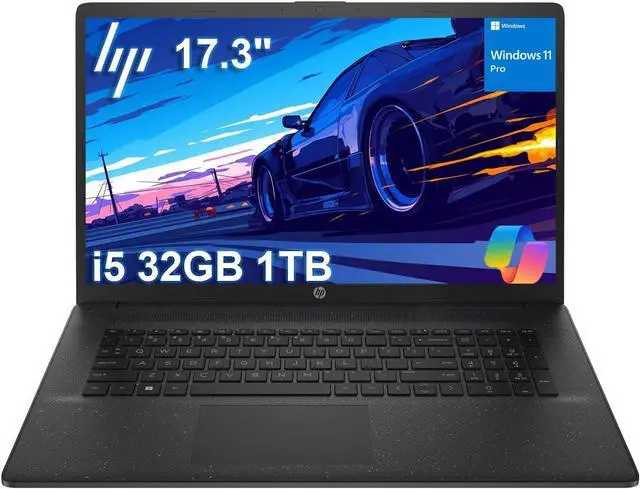 Main image of HP 17 Laptop (17.3" HD+, Intel 10-Core i5-1334U (> i7-1255U), 32GB RAM, 1TB SSD) for Business, Home, Student, Narrow Bezel, Webcam, Long Battery Life, Wi-Fi 6, Fast Charge, Win 11 Pro w/ Copilot