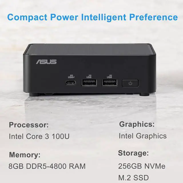 Alt view image 2 of 7 - Intel NUC 14 Pro Slim Kit Mini PC (Intel Core 3 100U (> i7-1165G7), 8GB RAM, 256GB SSD) Booksize Business Desktop, Support 4 x 4K Monitors, 2 x Thunderbolt 4, Wi-Fi 6E, Win 11 Pro, NUC14RVKI3 - ASUS