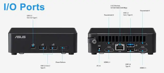 Alt view image 6 of 7 - Intel NUC 14 Pro Slim Kit Mini PC (Intel Core 3 100U (> i7-1165G7), 16GB RAM, 512GB SSD) Booksize Business Desktop, Support 4 x 4K Monitors, 2 x Thunderbolt 4, Wi-Fi 6E, Win 11 Pro, NUC14RVKI3 - ASUS