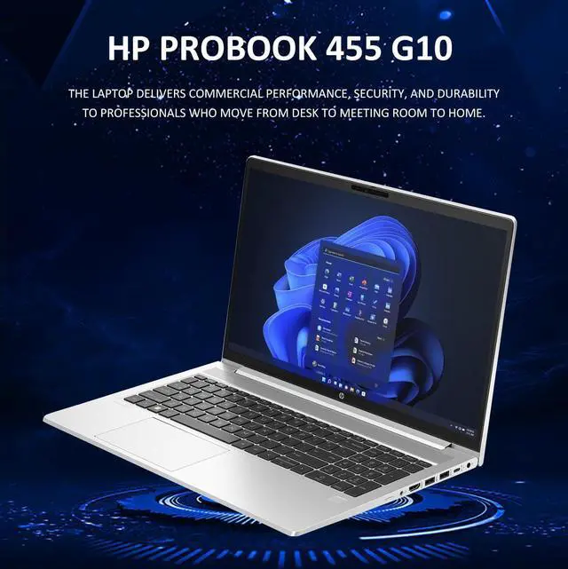 Alt view image 2 of 7 - HP ProBook 455 G10 Laptop (15.6" FHD Anti-Glare, AMD Ryzen 7 7730U (> Intel i7-1255U), 64GB RAM, 2TB SSD) for Business, Enterprise, Backlit, Fingerprint, Webcam, Ethernet, Win 11 Pro w/ AI Copilot