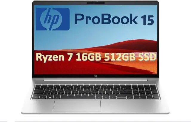 Main image of HP ProBook 455 G10 Laptop (15.6" FHD Anti-Glare, AMD Ryzen 7 7730U (> Intel i7-1255U), 16GB RAM, 512GB SSD) for Business, Enterprise, Backlit, Fingerprint, Webcam, Ethernet, Win 11 Pro w/ AI Copilot