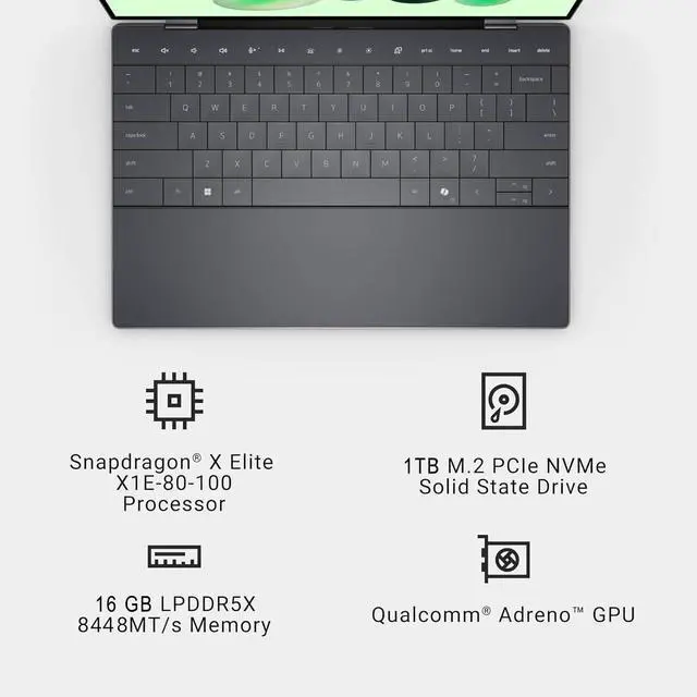 Alt view image 2 of 7 - Dell XPS 13 9345 AI Laptop (13.4" 3K (2880x1800) OLED Touchscreen, 16GB DDR5, 1TB SSD, Snapdragon X Elite (> Intel i7-1355U)) Copilot+ PC, Backlit, FP, 27-Hour Battery, IR Webcam, Wi-Fi 7, Win 11 Pro