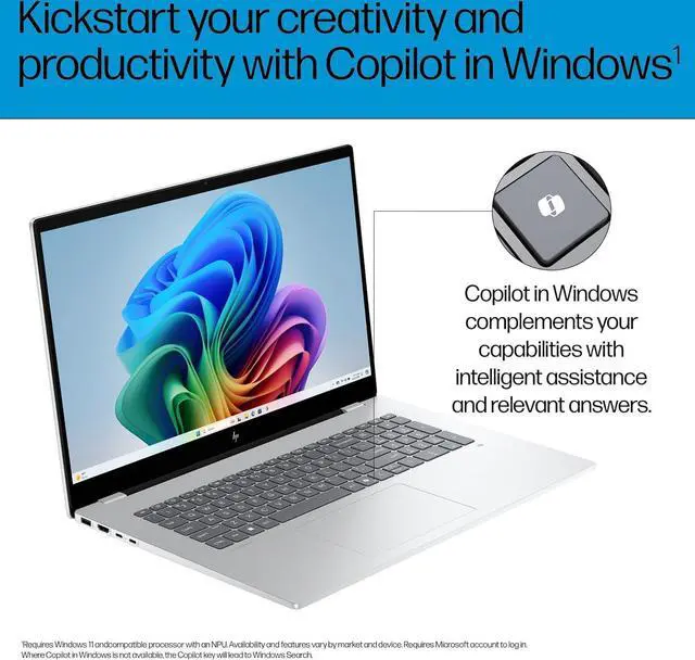 Alt view image 5 of 7 - HP OmniBook 7 AI Laptop (17.3" FHD Touchscreen, Intel Core Ultra 7 258V, 32GB DDR5, 4TB SSD, ARC 140V GPU (16GB)), Copilot+ PC for Business, Designer, 5MP IR Webcam, Win 11 Pro (Replace Envy 17t),2025