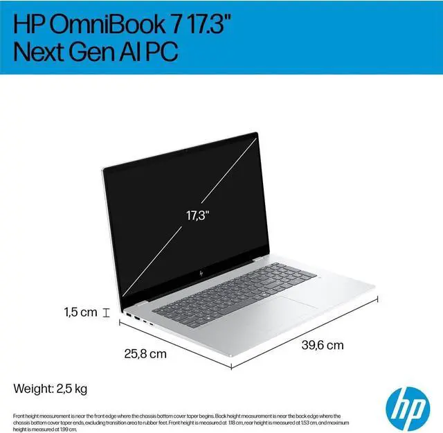 Alt view image 7 of 7 - HP OmniBook 7 AI Laptop (17.3" FHD Touchscreen, Intel Core Ultra 7 258V, 32GB DDR5, 4TB SSD, ARC 140V GPU (16GB)), Copilot+ PC for Business, Designer, 5MP IR Webcam, Win 11 Pro (Replace Envy 17t),2025