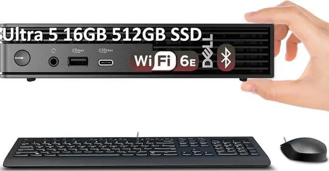 Main image of Dell Pro Micro MFF Mini AI PC (Intel 14-Core Ultra 5 235T (> i7-13700), 16GB DDR5, 512GB SSD), QCM1250 (Replace OptiPlex 7000), Tiny Business Desktop, Wi-Fi 6E, RJ45, Bluetooth, 2x DP, Win 11 Pro,2025