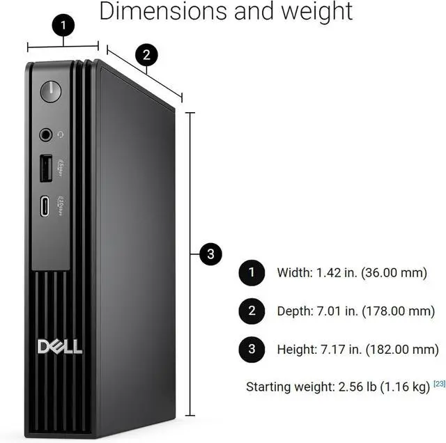 Alt view image 7 of 7 - Dell Pro Micro MFF Mini AI PC (Intel 14-Core Ultra 5 235T (> i7-13700), 16GB DDR5, 512GB SSD), QCM1250 (Replace OptiPlex 7000), Tiny Business Desktop, Wi-Fi 6E, RJ45, Bluetooth, 2x DP, Win 11 Pro,2025