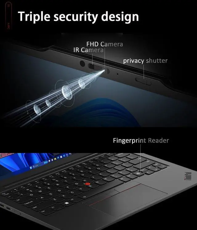 Alt view image 4 of 7 - Lenovo Gen 12 ThinkPad X1 Carbon Laptop (14" FHD+ Touchscreen, Intel Core Ultra 7 155U, 32GB 6400MHz DDR5, 1TB SSD) Backlit, Fingerprint, IR Webcam, Thunderbolt 4, 3-Yr WRT, Win 11 Pro, 2025 AI PC