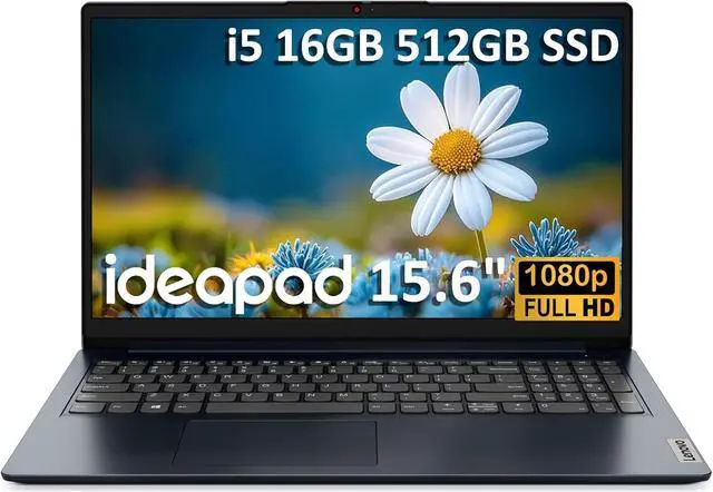 Main image of Lenovo IdeaPad 1 (15.6" FHD Anti-Glare, Intel Core i5-1235U (> i7-1165G7), 16GB RAM, 512GB SSD), Laptop for Home, Student, Business, Webcam w/ Shutter, 10-Hour Long Battery Life, Win 11 Home in S Mode