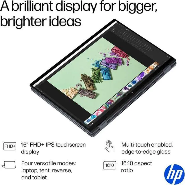 Alt view image 3 of 7 - HP OmniBook X Flip x360 2-in-1 Touchscreen Laptop (16" FHD+, Intel Core Ultra 7 256V, 16GB 8533 MT/s, 1TB SSD, Arc 140v GPU (8GB)) AI Copilot+ PC for Creator, Designer, 5MP IR Webcam, Win 11 Pro,2025