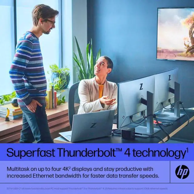 Alt view image 3 of 7 - HP Thunderbolt 4 Dock 280W G4 (4J0G4AA), 13-in-1 USB C Docking Station with Max 230W Charging, 4X 4K Displays, Ethernet Port, 6 USB Ports, HDMI, 2 Displayport for Laptop, MacOS, ChromeOS, PC