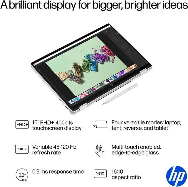 Alt view image 4 of 7 - HP OmniBook 7 Flip x360 2 in 1 Laptop (16" FHD+ Touchscreen, Intel Core Ultra 7 258V, 32GB RAM, 1TB SSD, Arc 140v GPU (16GB), Pen) AI Copilot+ PC for Designer, WiFi 7, Win 11 Pro, Previously Envy x360