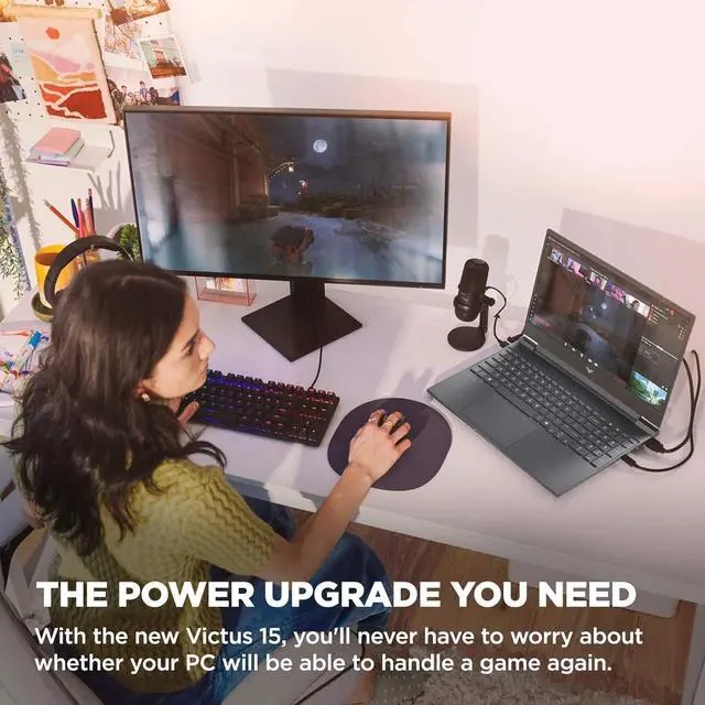 Alt view image 3 of 7 - HP Victus 15 Gaming Laptop (15.6" FHD 144Hz Anti-glare, AMD Ryzen 7 7445HS (> Intel i7-13700H), 64GB DDR5 RAM, 2TB SSD, NVIDIA GeForce RTX 4050 6GB), Backlit KB, Ethernet, Webcam, Wi-Fi 6, Win 11 Home