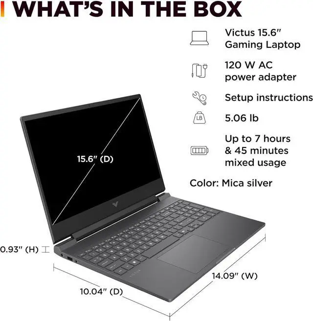 Alt view image 5 of 7 - HP Victus 15 Gaming Laptop (15.6" FHD 144Hz Anti-glare, AMD Ryzen 7 7445HS (> Intel i7-13700H), 64GB DDR5 RAM, 2TB SSD, NVIDIA GeForce RTX 4050 6GB), Backlit KB, Ethernet, Webcam, Wi-Fi 6, Win 11 Home