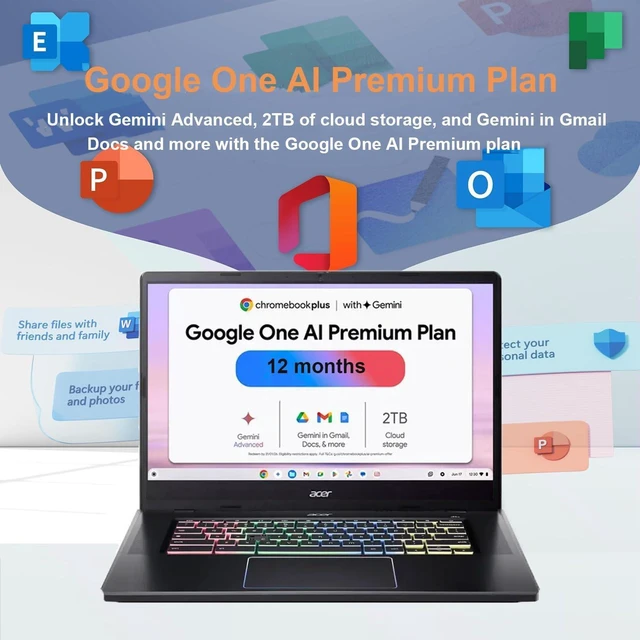 Alt view image 4 of 7 - Acer Chromebook Plus 516 GE Laptop (16" 3K 120Hz, Intel Core 5 120U, 8GB RAM, 512GB SSD, NVIDIA GeForce NOW, 2TB Cloud Storage, (10-Core>i7-1165G7)) Cloud Gaming, RGB Backlit, 1080p Webcam, Chrome OS