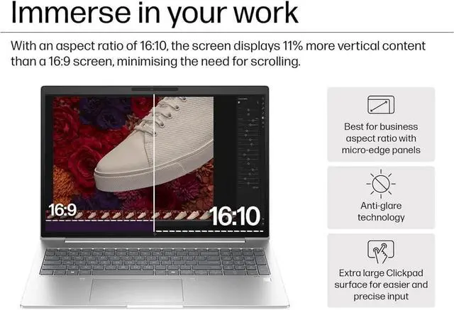 Alt view image 2 of 7 - HP EliteBook 660 G11 Business AI PC Laptop (16" FHD+ Anti-Glare, Intel 12-Core Ultra 7 165U, 64GB DDR5, 2TB SSD), Backlit, Fingerprint, 5MP IR Webcam, 2X Thunderbolt 4, Fast Charge, Win 11 Pro, 2025
