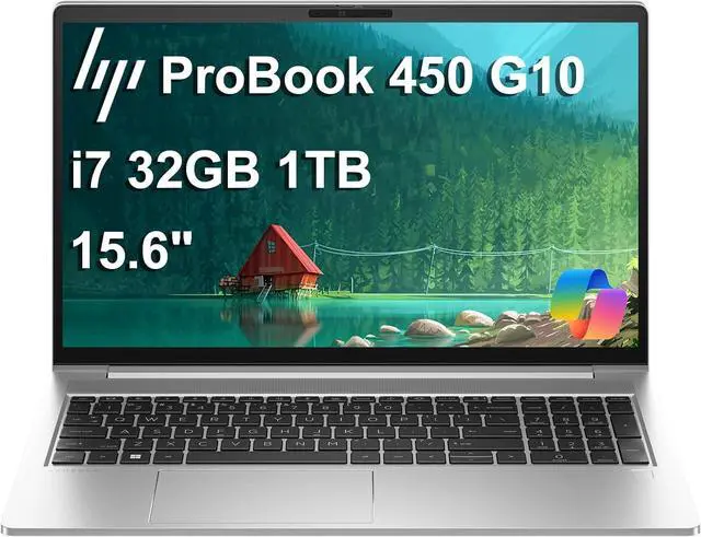 Main image of HP ProBook 450 G10 Business Laptop (15.6" FHD IPS Anti-Glare, Intel 10-Core i7-1355U, 32GB RAM, 1TB SSD) Backlit Keyboard, Webcam, Ethernet, Wi-Fi 6E, Wolf Pro Security, Win 11 Pro, Silver