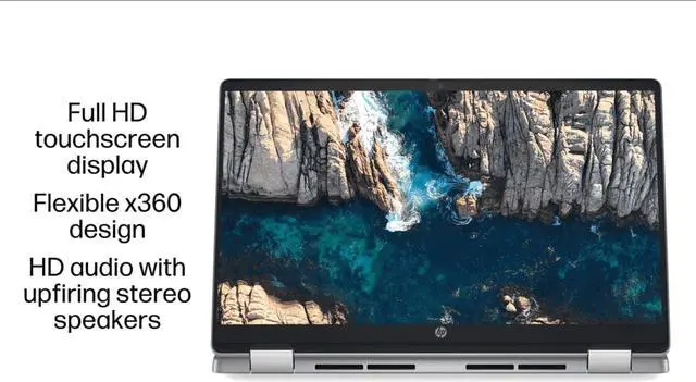 Alt view image 3 of 7 - HP Chromebook Plus x360 14 2 in 1 laptop (14" FHD Touchscreen, Intel 8-Core i3-N305 (> i5-1134G7), 8GB RAM, 256GB UFS, Pen) for Home & Students, Backlit KB, 1080p Webcam, Chrome OS w/ Google AI